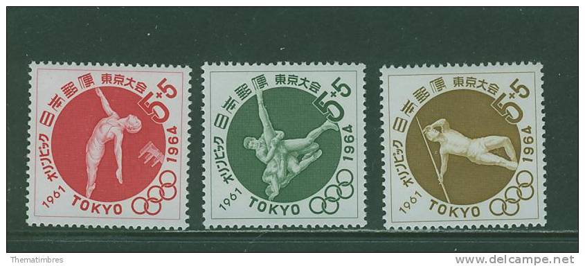 164N0064 Plongeon Lutte Javelot 689 à 694 Japon 1961 Neuf ** Jeux Olympiques De Tokyo - Ongebruikt