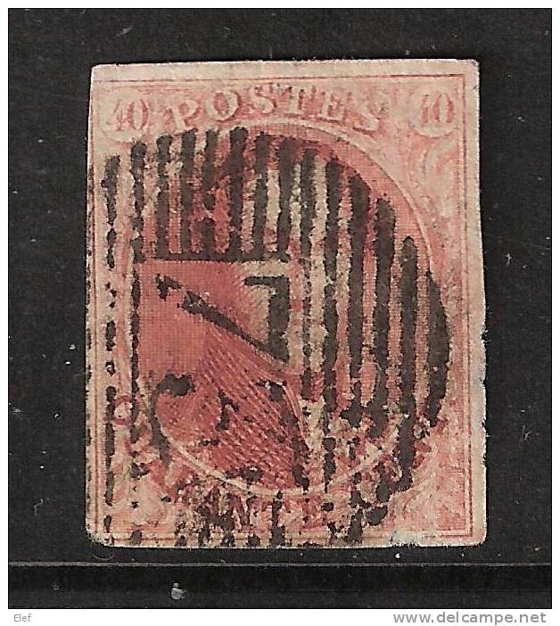 BELGIQUE, , Yvert N° 12  Ou N° 8 ? , 40 C Rouge , Obl  ,  B/TB - 1851-1857 Medallones (6/8)