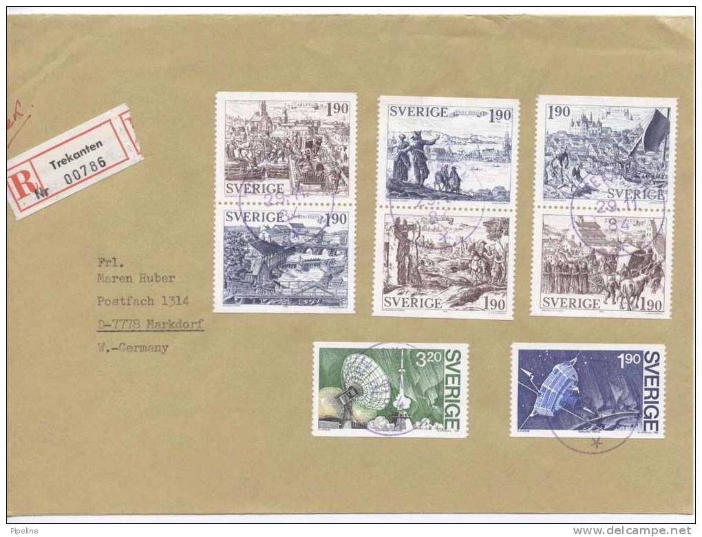 Sweden Very Good Stamped Registered Cover 29-11-1984 Sent To Germany - Usados