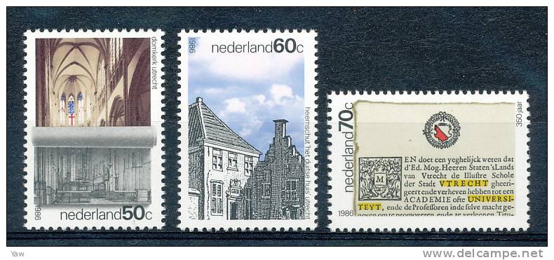 PAESI BASSI  1986  UTRECHT: RESTAURAZIONE DELLA CATTEDRALE. 350° DELL´UNIVERSITÀ,..FULL SERIE MNH** - Other & Unclassified