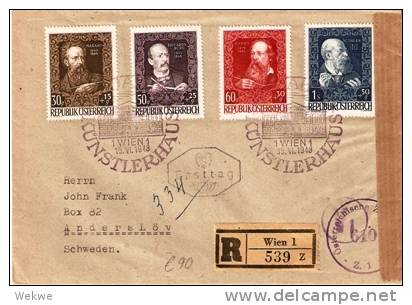 A-RII052 - ÖSTERREICH - / Künstlerhaus 1948 Einschreiben-Erst-Tag,Schweden (FDC) - Briefe U. Dokumente