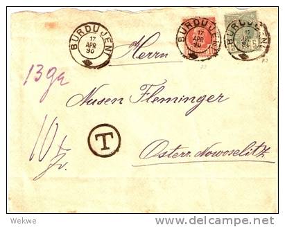 RUM002 /RUMÄNIEN - Brief,  Burdu Jent 1890 Mit Karl I 5+10 Bani Von 1889,Nachporto - Storia Postale