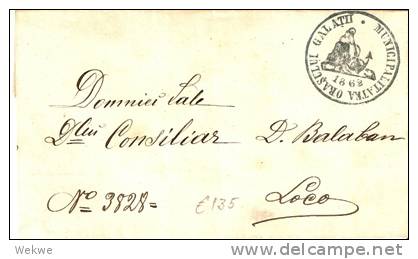 RUM009   / RUMÄNIEN -  Dienstbrief 1862 Nach Loco Mit Anker Im Wappen Ex GalatII - Storia Postale