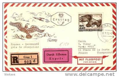 ARII157 /- ÖSTERREICH -  Steinadler 20 S.FDC Einschreiben, Flugpost, Express - Briefe U. Dokumente