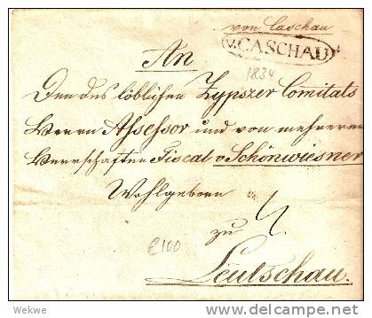 A-V002a /- ÖSTERREICH -  V.Chaschau 1834,Stempel/handschriftl.,Wachssiegel Umseitig - ...-1850 Préphilatélie