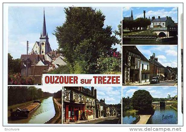 Cpm OUZOUER Sur Trezee église Canal Peniche CITROEN 2CV Fourgonnette Ed Valoire - Ouzouer Sur Loire