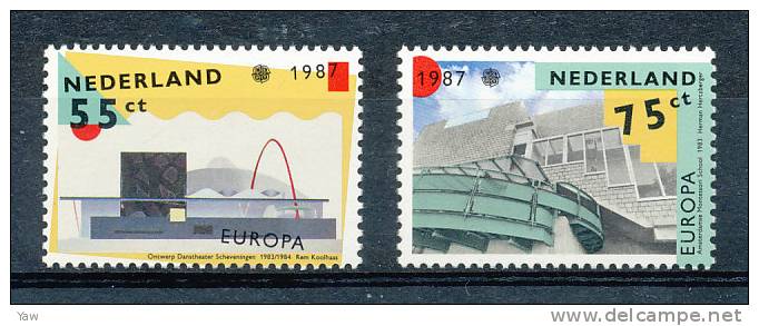 PAESI BASSI  1987  EUROPA. ARCHITETTURA MODERNA: TEATRO SCHEVENINGEN, UNA SCUOLA DI AMSTERDAM. FULL SERIE MNH** - 1987