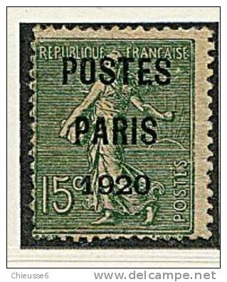 France  (*) . Préo N° 25 - 15c Vert Olive .Signé - 1893-1947