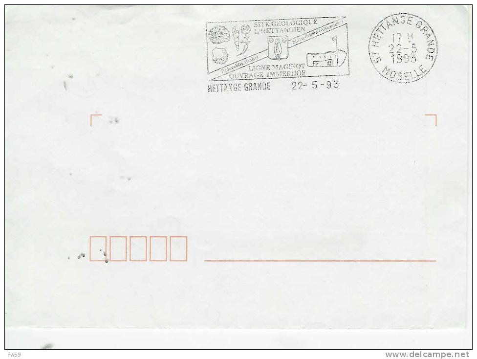 MINERAUX OBLITERATIONS TEMPORAIRE FRANCE 1992 HETTANGE GRANDE SITE GEOLOGIQUE - Fossielen