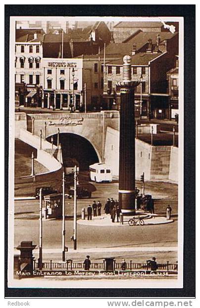 Real Photo Postcard Main Entrance To Mersey Tunnel Liverpool Merseyside Lancashire Excelsior Hotel  - Ref B133 - Liverpool
