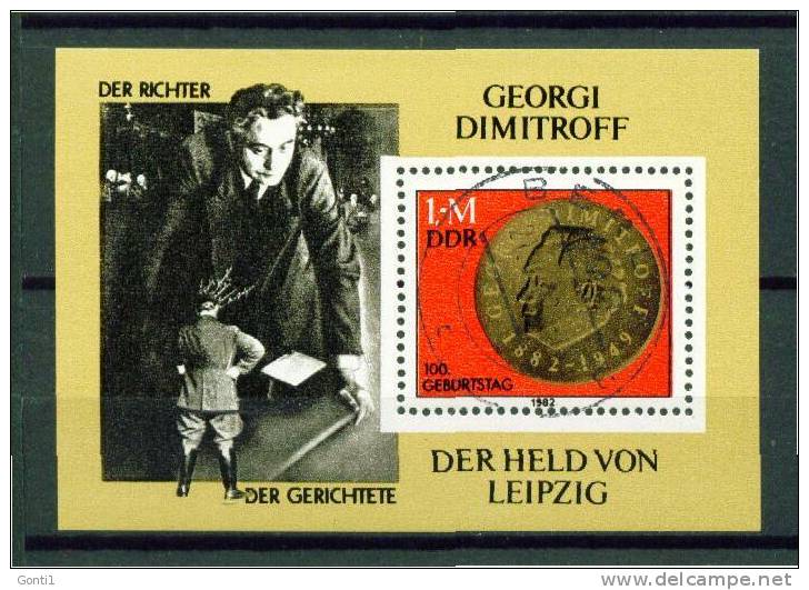 DDR 1982 Michel Block Nr.68 "100. Geb. Dimitrow" Used-gestempelt Tagesstempel - Gebraucht