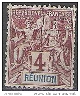 Réunion 1892 Michel 34 O Cote (2005) 2.50 € Type Sage Cachet Rond - Usati