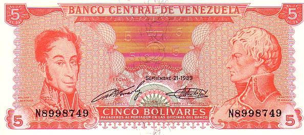 VENEZUELA   5 Bolivares   Daté Du 21-09-1989    Pick 70a    *****BILLET  NEUF***** - Venezuela