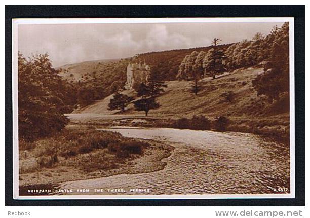 Real Photo Postcard Neidpath Castle From The River Tweed Peebles Scotland  - Ref B134 - Peeblesshire