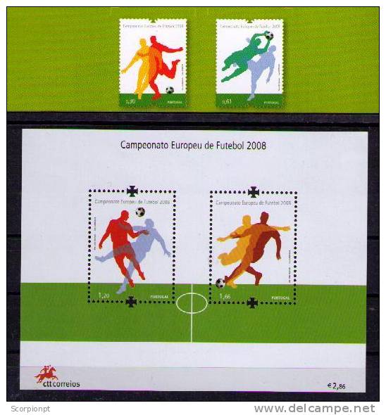 PORTUGAL European Football Championship EURO2008  Set+FDC+Souvenir Sheet MINT  Sports Sp690++ - Championnat D'Europe (UEFA)