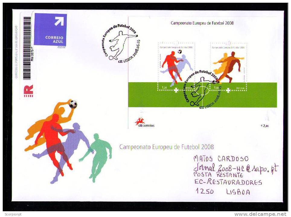 Sp690 PORTUGAL EURO 2008  European Football Championship 2008 Soccer Sports Souvenir Sheet Circulated - Eurocopa (UEFA)
