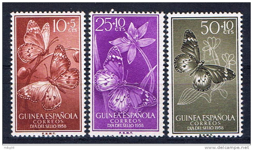 E+ Guinea 1958 Mi 353-55 Schmetterlinge - Guinea Spagnola