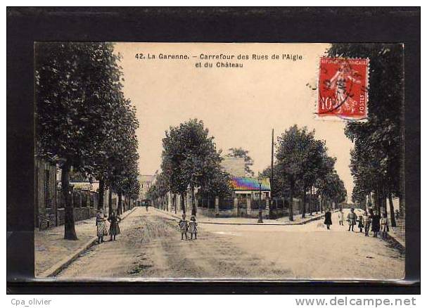 92 LA GARENNE COLOMBES Carrefour Rue De L'Aigle, Rue Du Chateau, Animée, Ed ? 42, 1910 - La Garenne Colombes