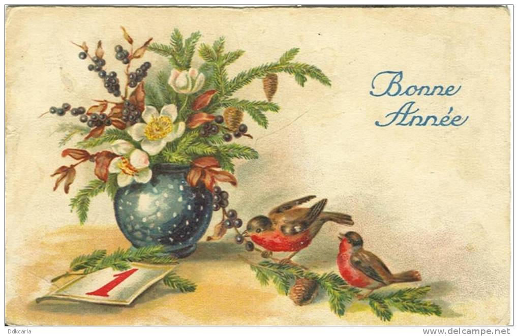 Bonne Année - Roodborstjes - Neujahr