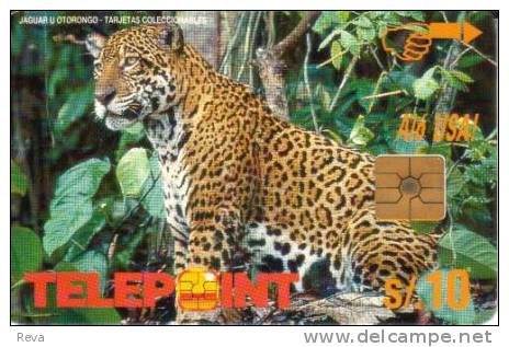 PERU  10 SOL  JAGUAR  CAT  ANIMAL  ANIMALS   BLANK BACK  PER-TE-64  CHIP  READ DESCRIPTION - Pérou