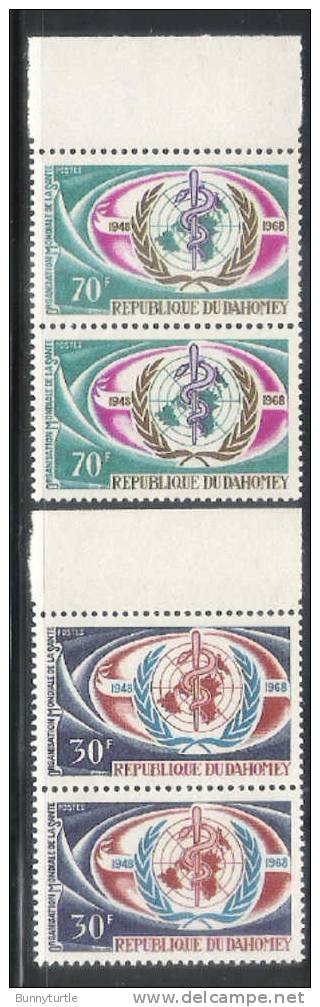 Dahomey 1968 20th Anniversary Of WHO Blk Of 2 MNH - WHO