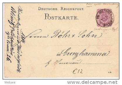 Pfg137/ Oelsnitz 1884, Sachsenstpl. Spätverwendung - Briefe U. Dokumente