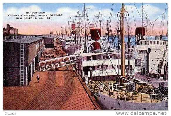 Old Postcard New Orleans Harbor View. Americas Second Largest Seaport - New Orleans