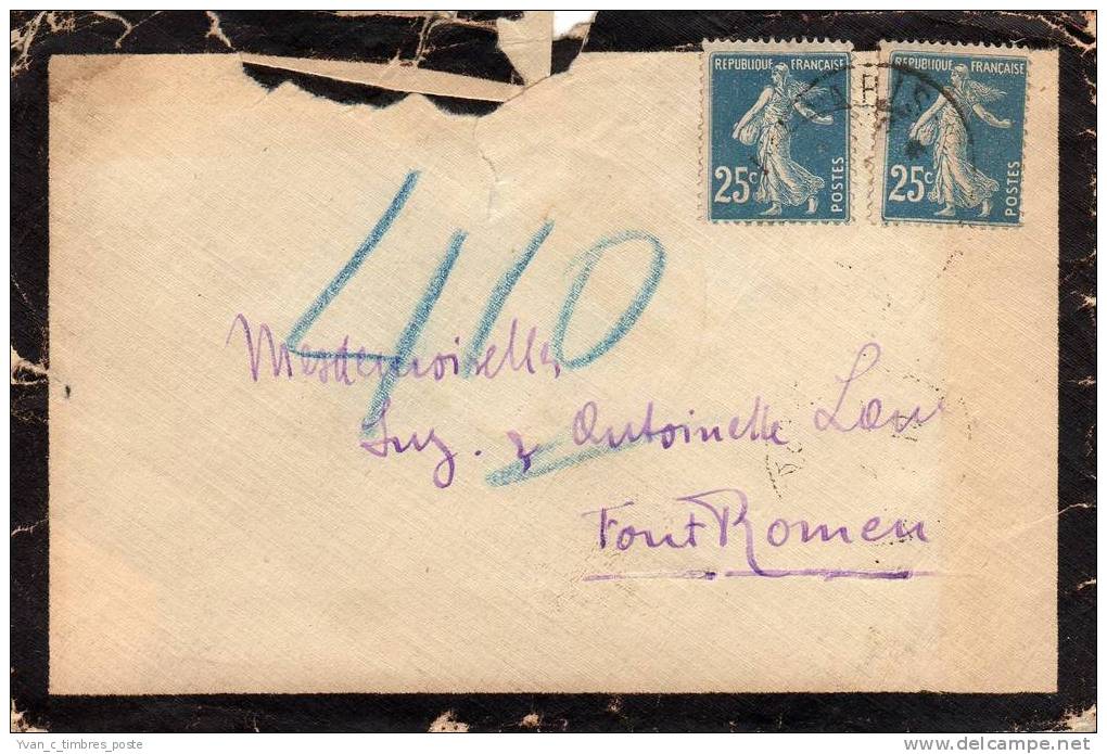 FRANCE LETTRE DE DEUIL N° 140 OBLITERATION PARIS - Covers & Documents