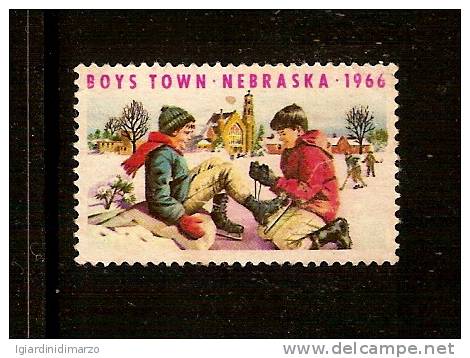 ERINNOFILIA - USA - 1966 - VIGNETTA USATA DAL TITOLO: BOYS TOWN-NEBRASKA-1966 - IN BUONE CONDIZIONI - DC1697. - Erinnophilie