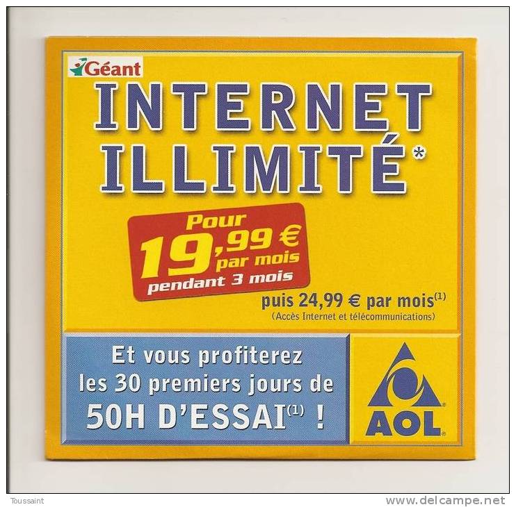 AOL: Internet Illimité Pour 19.99 Euros Par Mois Pendant 3 Mois, Géant Casino (08-1673) - Internetanschluss-Sets