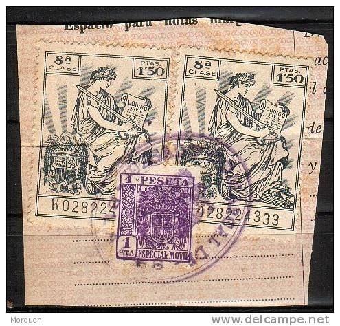 Fragmento Con Tres Polizas Juzgado Comarcal BLANES - Revenue Stamps