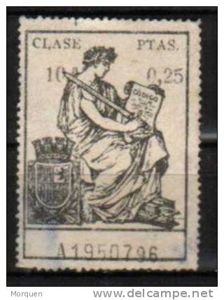 Poliza 10ª Clase 25 Cts Republica - Revenue Stamps