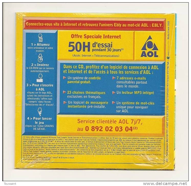 AOL: 50 Heures D´ Essai, Ebly, Tendre Blé, Grains De Génie, Ecolier (08-1676) - Kits De Connexion Internet