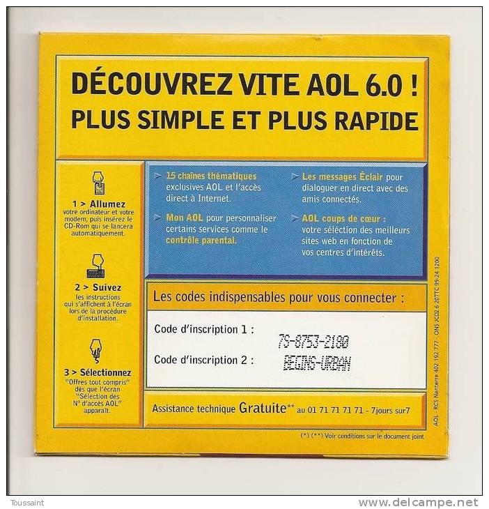 AOL: 20 Heures Totalement Gratuites (08-1677) - Kit De Conección A Internet