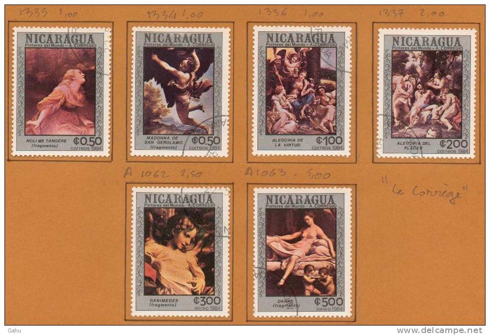 Nicaragua N°1334/37 Et A1062/63  (1984)  " Le Corrège" ",cote 1995 : 12.50 Fr. - Madonna