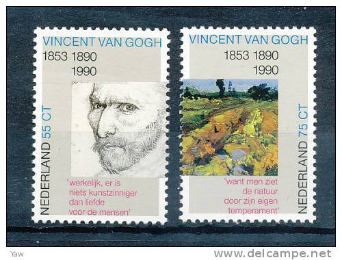 PAESI BASSI 1990 100° DELLA MORTE DI VINCENT VAN GOGH 1853-1890. FULL SERIE MNH** YT 1347/48 - Impresionismo