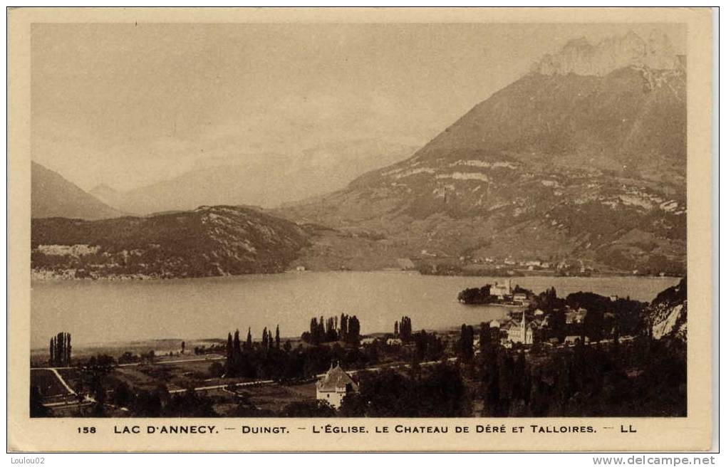 Carte Postale Ancienne - CPA - 74 - DUINGT - L'église, Le Chateau De Déré Et Talloires - Excellent état - Duingt