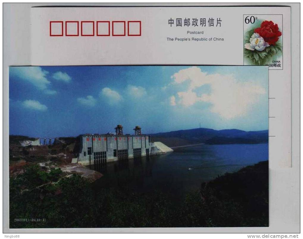 Xiaolangdi Dam,irrigation Works Project,China 2001 Water Conservancy Landscape Advertising Pre-stamped Card - Agua