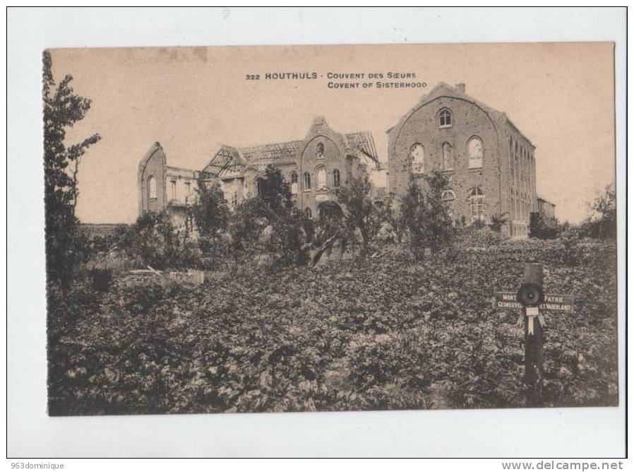 Houthulst - Couvent Des Soeurs - Covent Of Sisterhood   - Houthuls 322 - With Grave Of Belgian Soldier - Houthulst