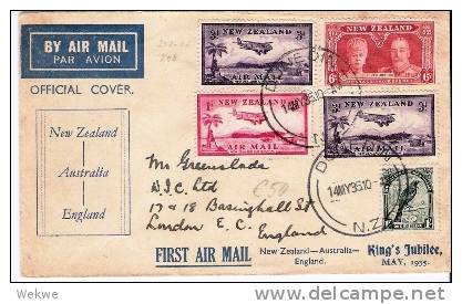 NZ101/ Kings Jubilee-Flug 14.5.35, England, Schön Frankiert - Briefe U. Dokumente