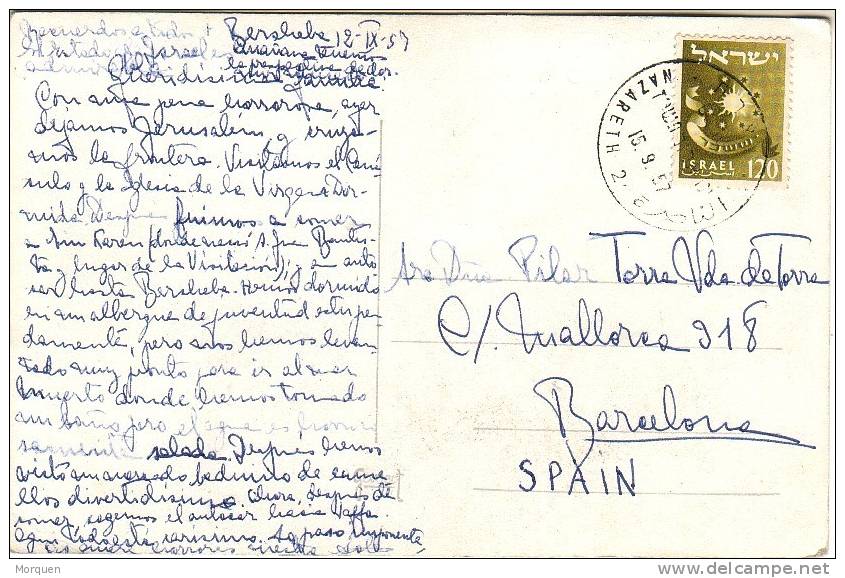 1657. Postal NAZARETH (Israel) Circulada A España 1957 - Brieven En Documenten