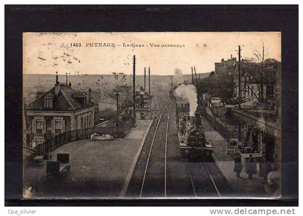 92 PUTEAUX Gare, Intérieur, Arrivée De Train Vapeur, Animée, Ed EM 1453, 1923 - Puteaux