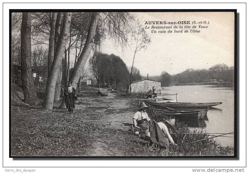 95 AUVERS Sur OISE, Le Restaurant De La Tête De Vaux. Coin Du Bord De L'Oise, Animée, CPA écrite, Ed Thibault - Cosson - Auvers Sur Oise