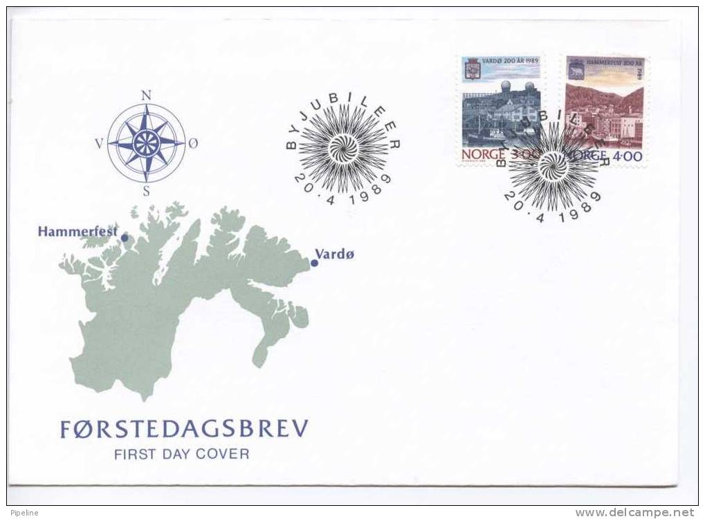 Norway FDC Hammerfest & Vardo 200th Anniversary 20-4-1989 With Cachet - FDC