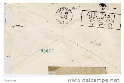 NZ104/ TransTasman-Flug Mit Luftpostmarke 7d, 1934 - Lettres & Documents