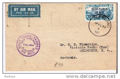 NZ108/ Trans-Tasman-Flug. Feb. 1934, Auckland-Melbourne - Covers & Documents