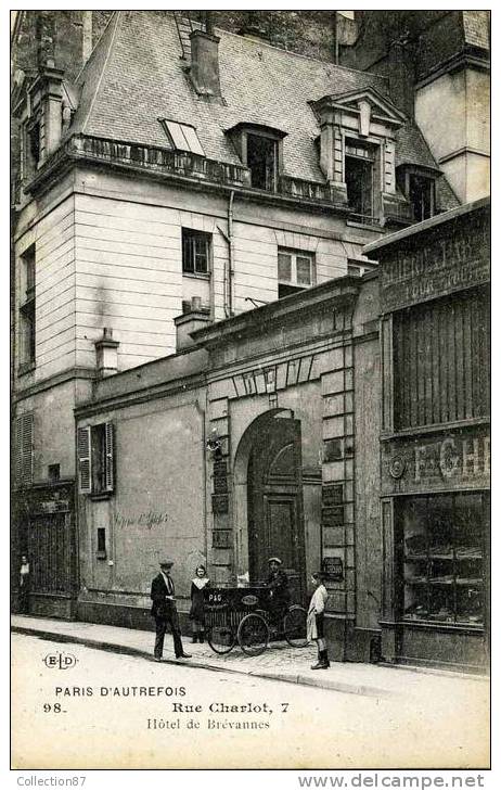 75003 - PARIS D´AUTREFOIS - 7 RUE CHARLOT - HOTEL De BREVANNES - TRIPORTEUR - Arrondissement: 03