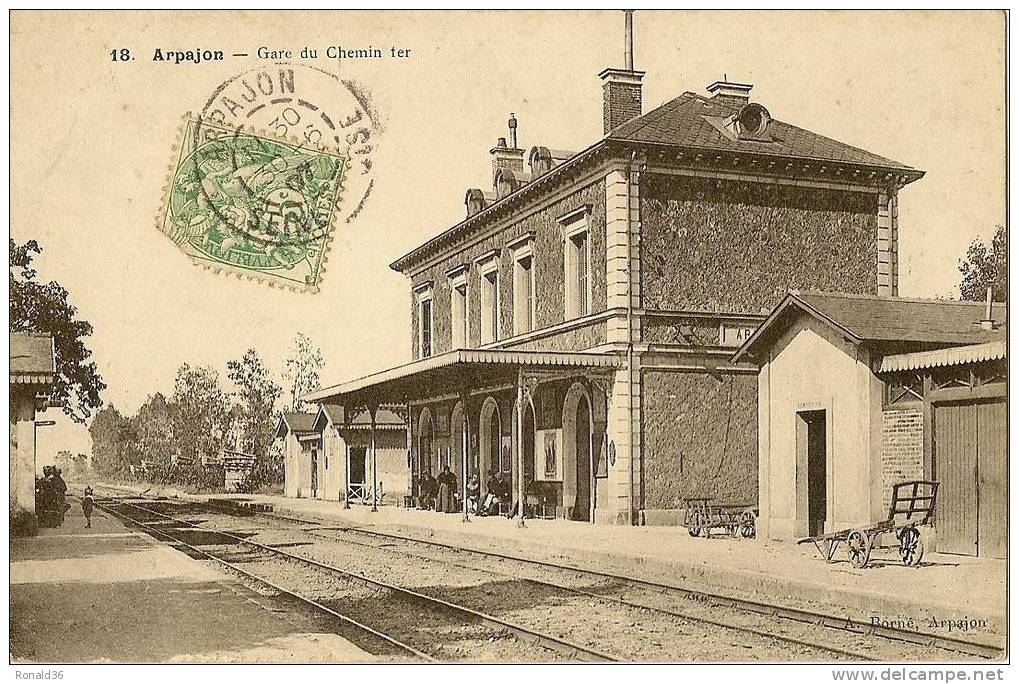 CP 91 ARPAJON  Gare Du Chemin De Fer - Arpajon