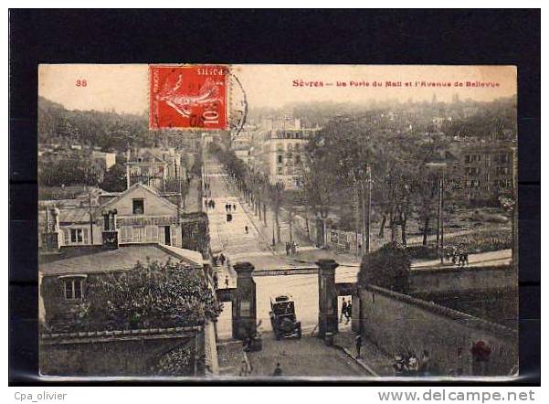 92 SEVRES Porte Du Mail, Avenue De Bellevue, Animée, Ed FF 38, 1908 - Sevres