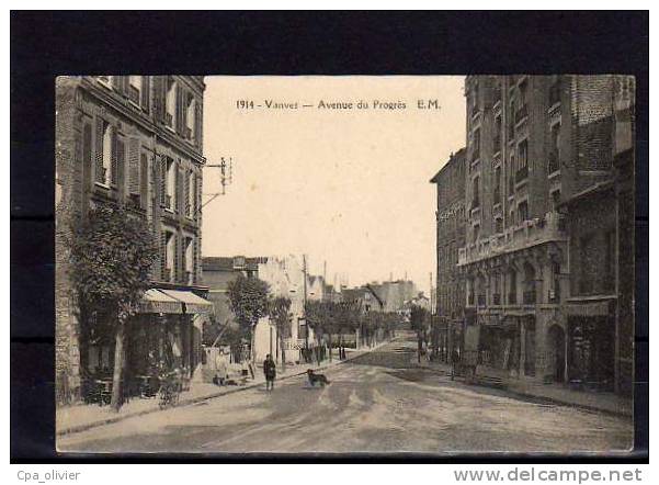 92 VANVES Avenue Du Progrès, Animée, Café, Ed EM 1914, 192? - Vanves